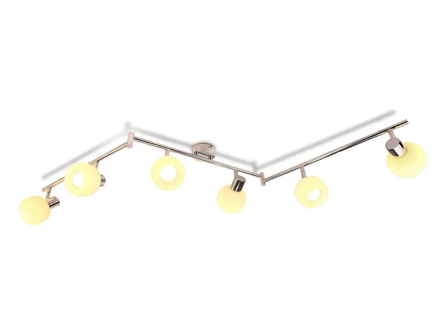 NETTLIFE Foco de techo blanco E14 Lámpara de techo 6 bombillas Pantalla de cristal interior Foco ajustable