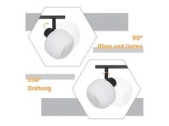 NETTLIFE Foco de techo blanco E14, 6 llamas, lámpara de techo interior, pantalla de cristal, foco orientable