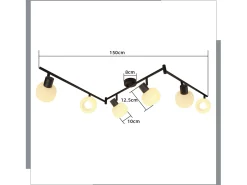 NETTLIFE Foco de techo blanco E14, 6 llamas, lámpara de techo interior, pantalla de cristal, foco orientable