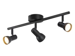 NETTLIFE Foco de techo de 3 llamas Lámpara de techo de diseño moderno negro Foco de metal GU10