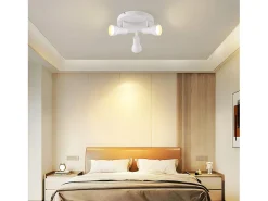 NETTLIFE Foco de techo de 3 focos, redondo, para interiores, blanco, de metal, GU10