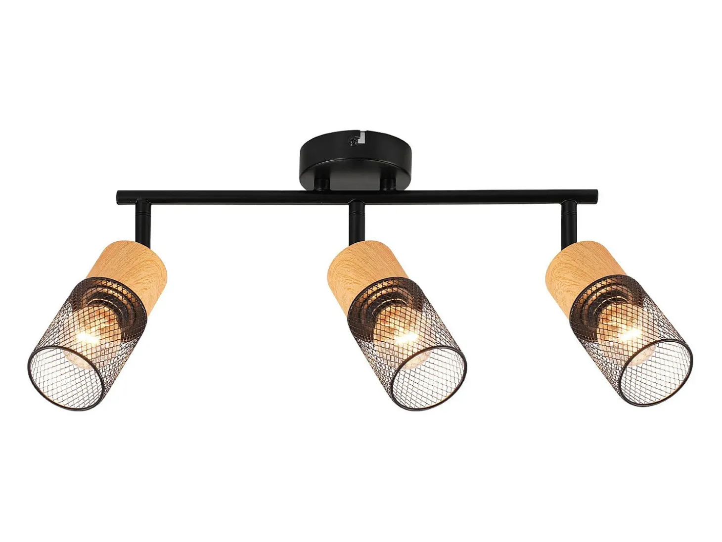 NETTLIFE Foco de techo de madera E14, lámpara de techo orientable 350°, foco de pared sin bombilla