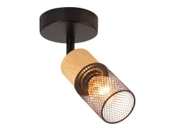 NETTLIFE Foco de techo de madera E14, luz de techo, foco de pared ajustable 350°, lámpara de cocina vintage