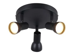 NETTLIFE Foco de techo de 3 llamas, lámpara de techo negra, diseño moderno, focos de techo redondos, metal GU10