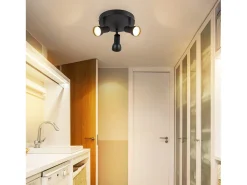 NETTLIFE Foco de techo de 3 llamas, lámpara de techo negra, diseño moderno, focos de techo redondos, metal GU10