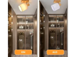 NETTLIFE Foco de Techo de Pasillo de Pared de Madera Moderno Giratorio 350° E14 MAX.40W para Salón Dormitorio Cocina (Sin Bombilla)