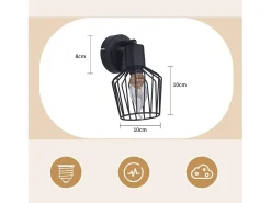 NETTLIFE Foco de Techo E14 - Metal, Lámpara de Pasillo Industrial Giratoria 350°, Aplique de Pared para Pasillo y Sala de Estar, Negro