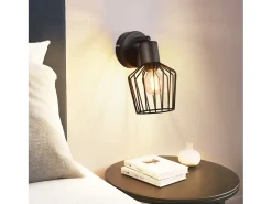 NETTLIFE Foco de Techo E14 - Metal, Lámpara de Pasillo Industrial Giratoria 350°, Aplique de Pared para Pasillo y Sala de Estar, Negro
