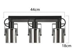 NETTLIFE Foco de techo. Focos de techo negros, 3 bombillas orientables 350° E14, focos de vidrio.