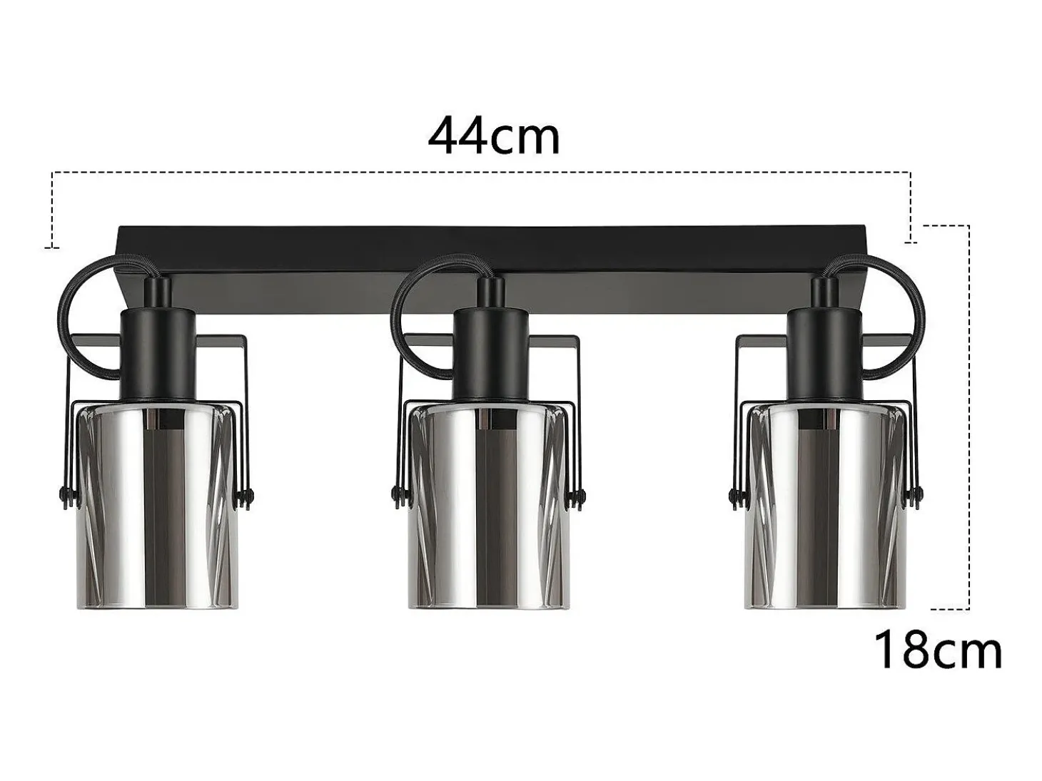 NETTLIFE Foco de techo. Focos de techo negros, 3 bombillas orientables 350° E14, focos de vidrio.
