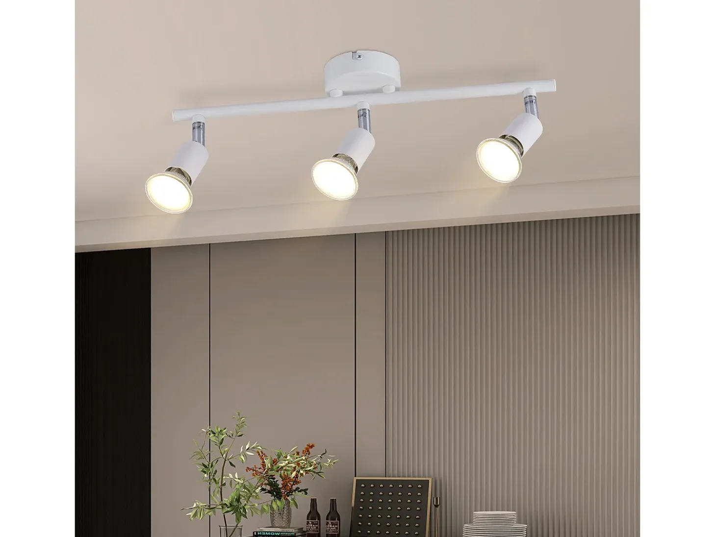 NETTLIFE Foco de techo LED de 3 bombillas - Foco de techo interior GU10 blanco cálido moderno
