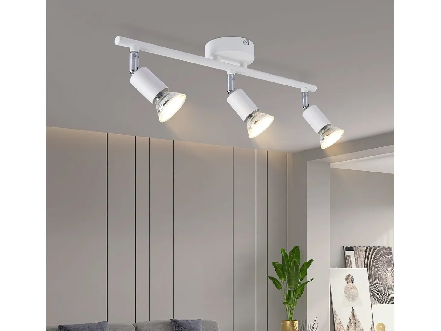NETTLIFE Foco de techo LED de 3 bombillas - Foco de techo interior GU10 blanco cálido moderno