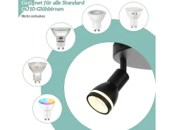 NETTLIFE Foco de techo LED de 2 bombillas, negro, para salón, foco de techo orientable, GU10, lámpara de foco moderna