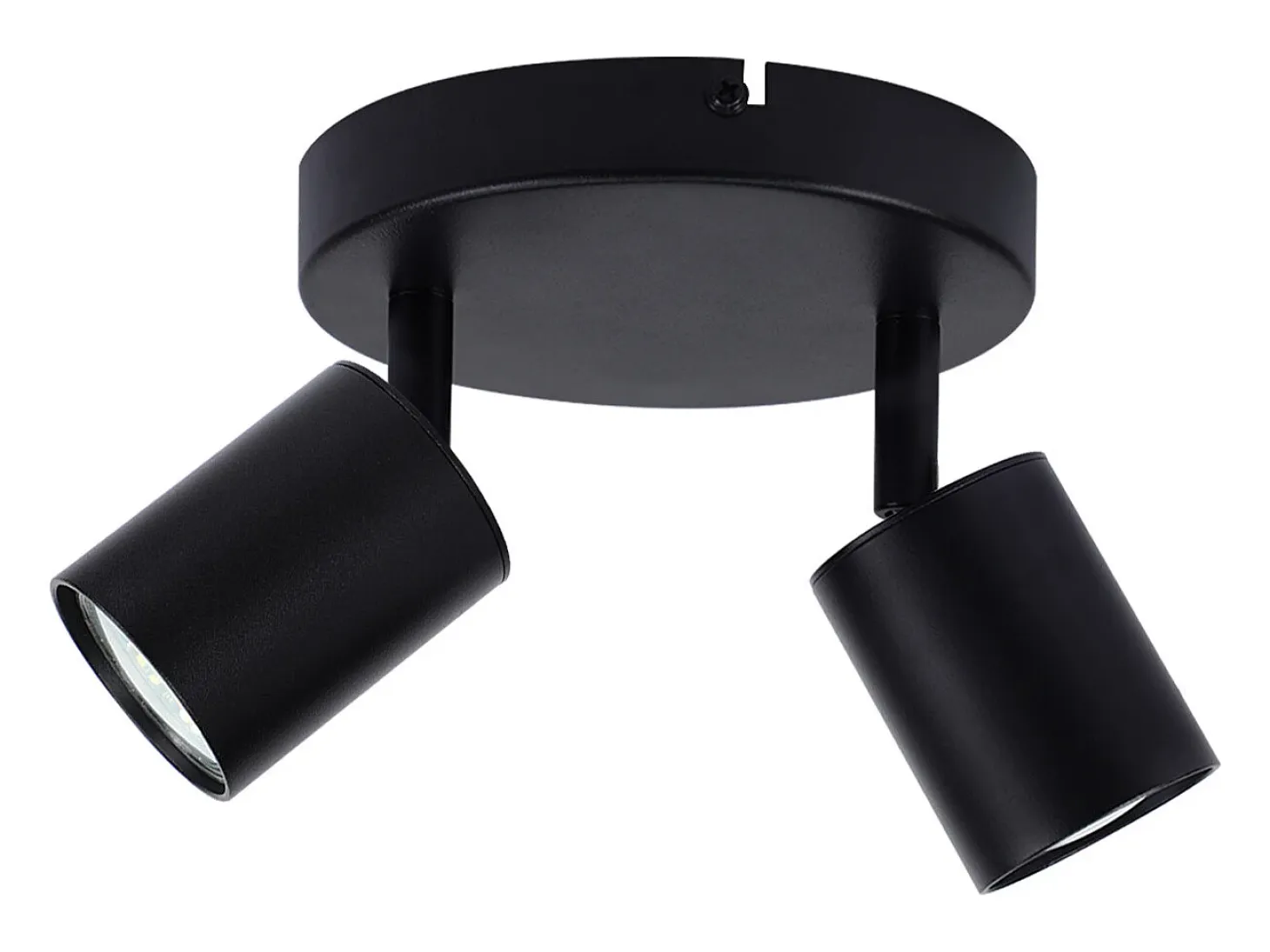 NETTLIFE Foco de techo LED con 2 lámparas, negro, GU10, orientables 330° redondos y modernos.