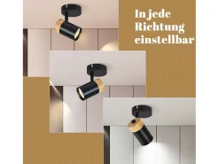 NETTLIFE Foco de Techo LED Focos de Madera GU10 Lámpara Giratoria de 330° Negro Vintage Interior para Pasillo Sala de Estar Dormitorio Cocina