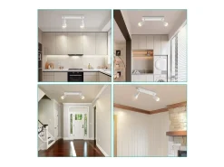 NETTLIFE Foco de techo LED de 2 bombillas blanco, foco de techo para salón, foco orientable GU10, lámpara moderna.