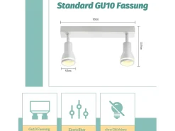NETTLIFE Foco de techo LED de 2 bombillas blanco, foco de techo para salón, foco orientable GU10, lámpara moderna.