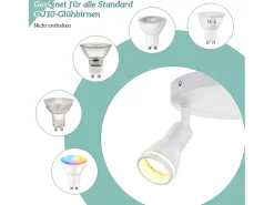 NETTLIFE Foco de techo LED de 2 bombillas blanco, foco de techo para salón, foco orientable GU10, lámpara moderna de foco.