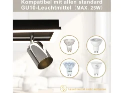NETTLIFE Foco de techo LED de 3 llamas, luz de techo negra GU10, focos de techo orientables, 15 W, blanco cálido
