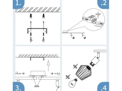 NETTLIFE Foco de Techo，4 luces E14 - Metal, Lámpara de Pasillo Industrial Giratoria 350°, Aplique de Pared para Pasillo y Sala de Estar, Blanco