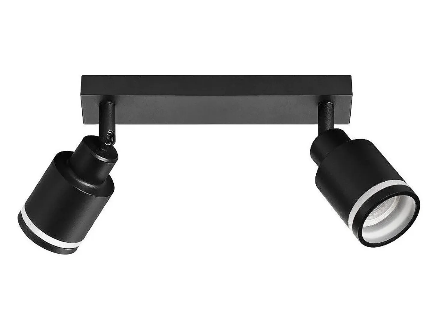 NETTLIFE Foco de techo moderno negro, 2 lámparas GU10 orientables, metal.