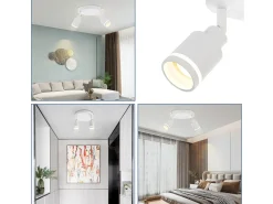 NETTLIFE Foco de techo moderno con 2 bombillas orientables. Foco GU10 de metal blanco.