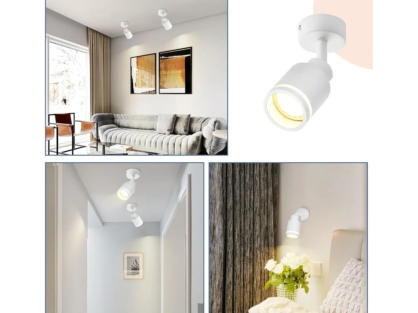 NETTLIFE Foco de techo moderno, 1 bombilla orientable GU10.