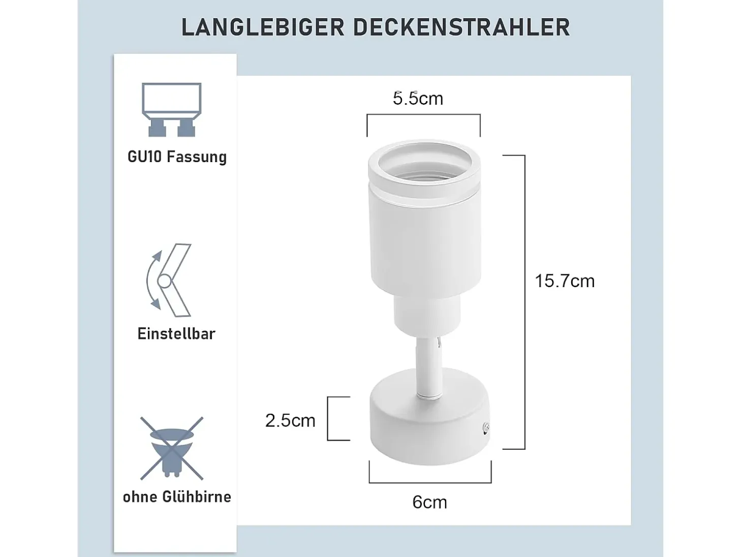NETTLIFE Foco de techo moderno, 1 bombilla orientable GU10.