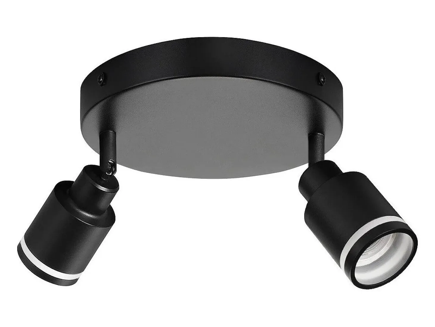 NETTLIFE Foco de techo negro, moderno foco de techo con 2 focos orientables GU10, de metal.