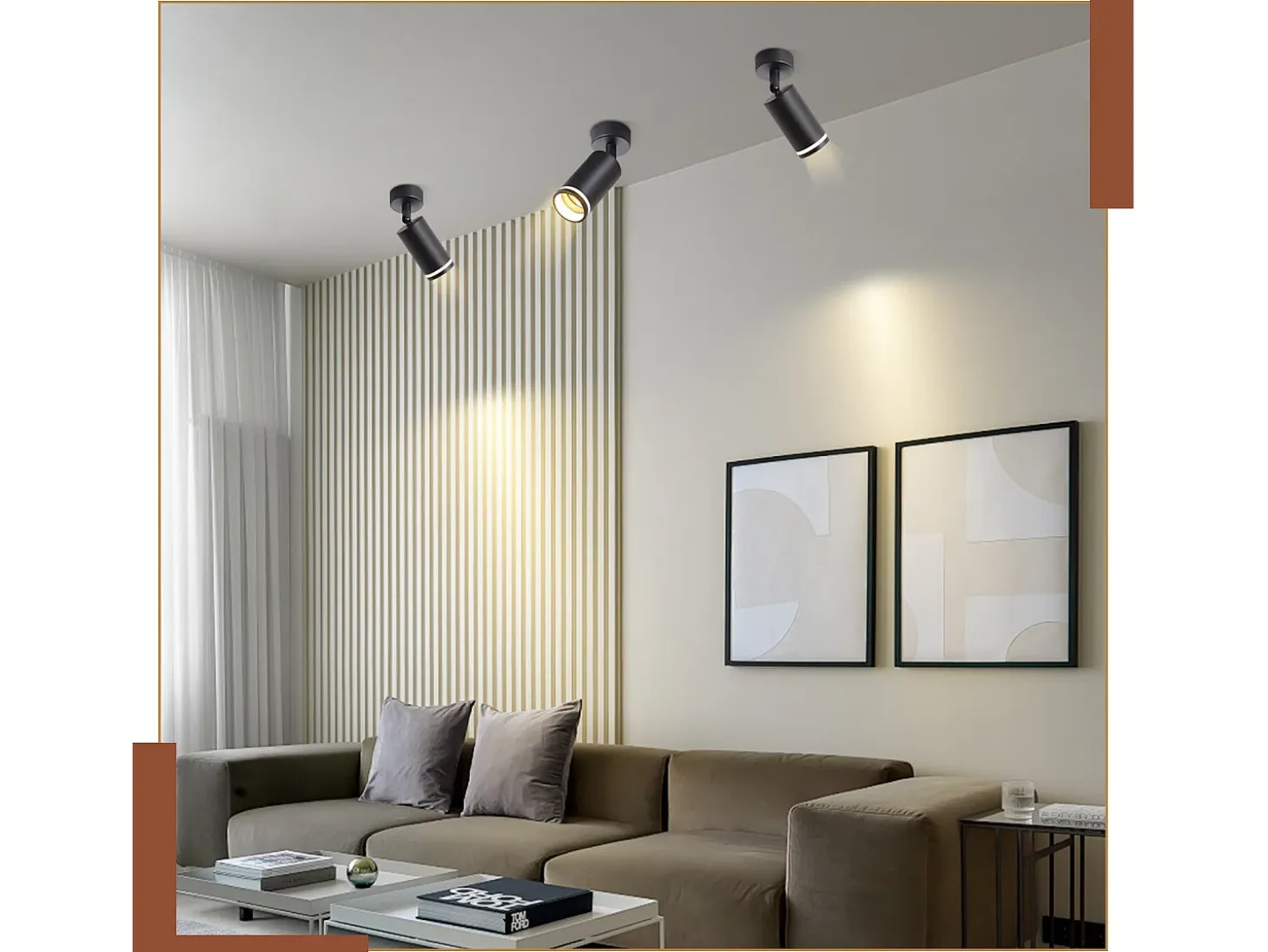 NETTLIFE Foco de techo negro, 1 bombilla de techo moderna foco GU10, focos orientables para interior, de metal.