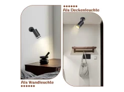 NETTLIFE Foco de techo negro, 1 bombilla de techo moderna foco GU10, focos orientables para interior, de metal.