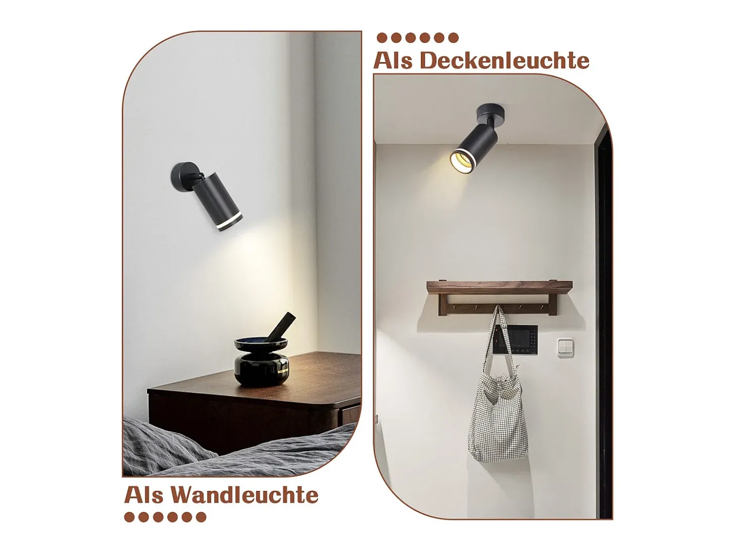 NETTLIFE Foco de techo negro, 1 bombilla de techo moderna foco GU10, focos orientables para interior, de metal.