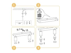 NETTLIFE Foco de techo negro GU10 Foco de pared de madera giratorio sin bombilla 350°
