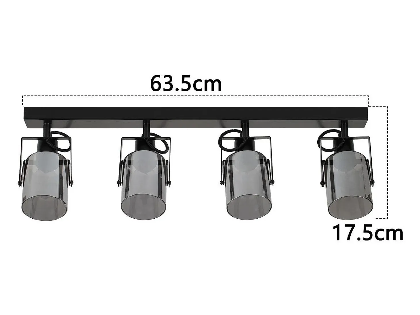 NETTLIFE Foco de techo negro, 4 bombillas. Foco orientable 350° industrial vintage, E14.