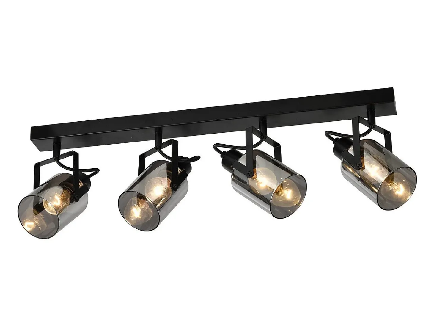 NETTLIFE Foco de techo negro, 4 bombillas. Foco orientable 350° industrial vintage, E14.