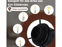 NETTLIFE Foco de techo negro E14 ajustable 350° Lámpara de techo vintage de metal para sala de estar