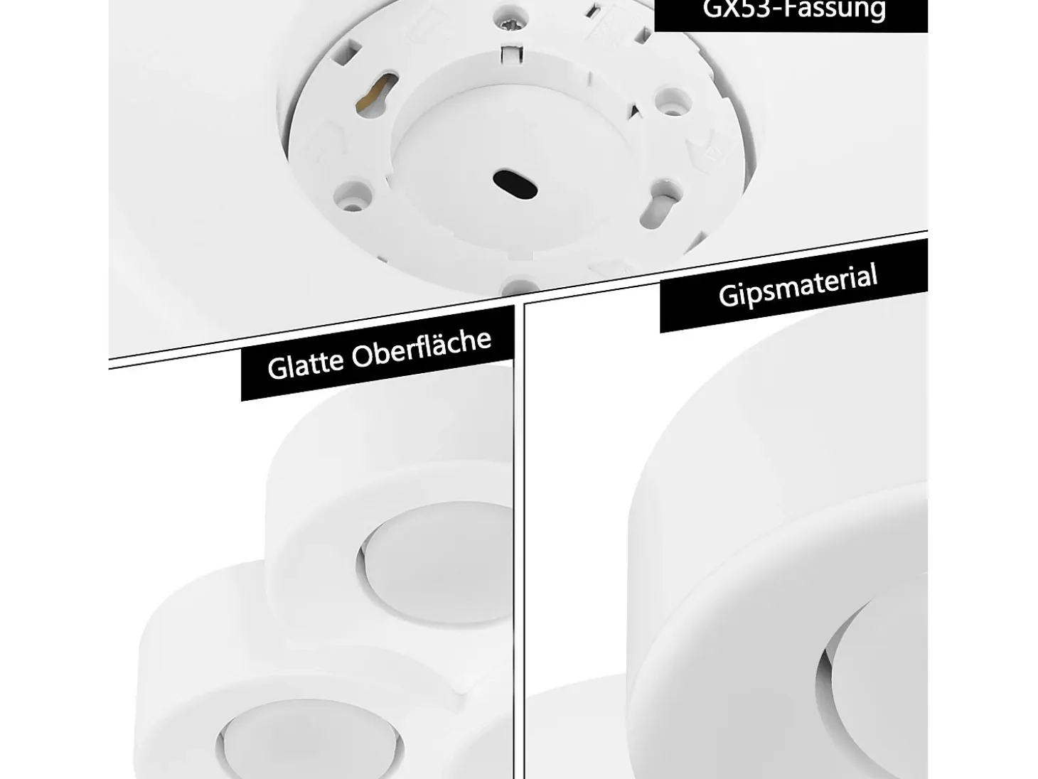 NETTLIFE Foco de techo para montaje en superficie, blanco, moderno, para pasillo, 3 llamas, Gx53, máx. 10 W