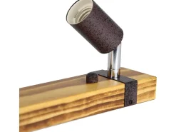 NETTLIFE Foco de techo retro 2 lámparas regulables con viga de madera, LED orientable, intercambiable