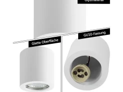 NETTLIFE Foco de techo redondo blanco Gu10 de 40 W, montaje en superficie, moderno, de yeso