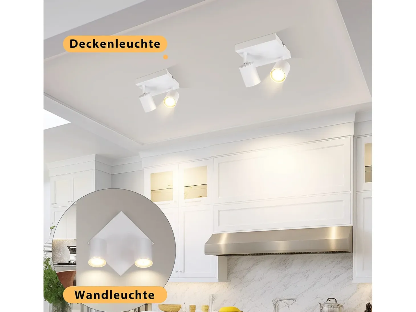 NETTLIFE Foco de techo salón 2 focos negro GU10 orientable para dormitorio cocina