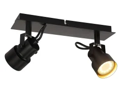 NETTLIFE Foco de techo vintage negro GU10 Lámpara de cocina para 2 llamas ajustables Vintage 350°