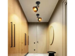 NETTLIFE Foco de techo vintage negro E27 ajustable a 350° Retro Entrada Sala de estar Dormitorio