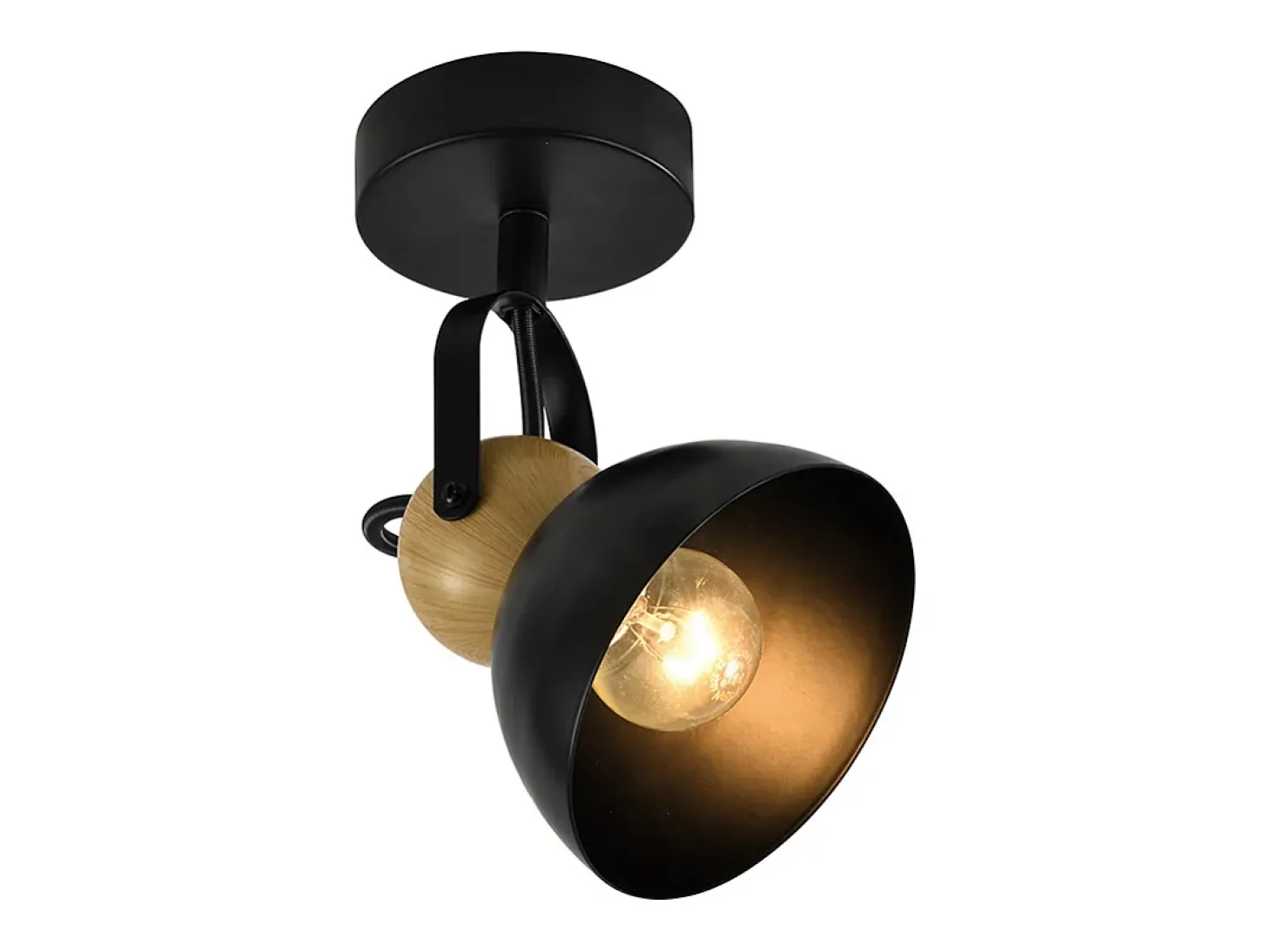 NETTLIFE Foco de techo vintage negro E27 ajustable a 350° Retro Entrada Sala de estar Dormitorio