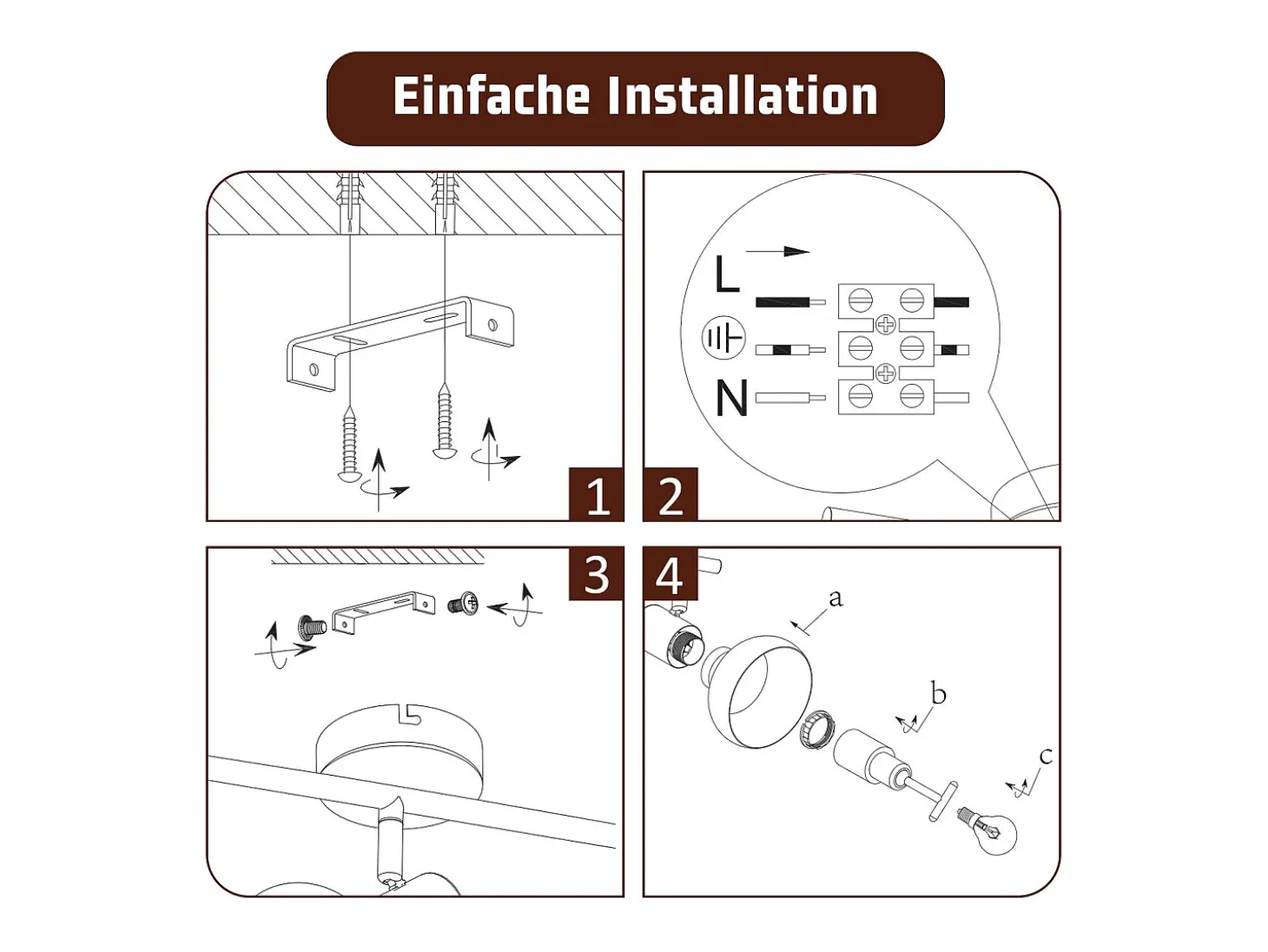NETTLIFE Foco de techo vintage E14 Lámpara de interior industrial ajustable Pantalla de hierro sin bombilla