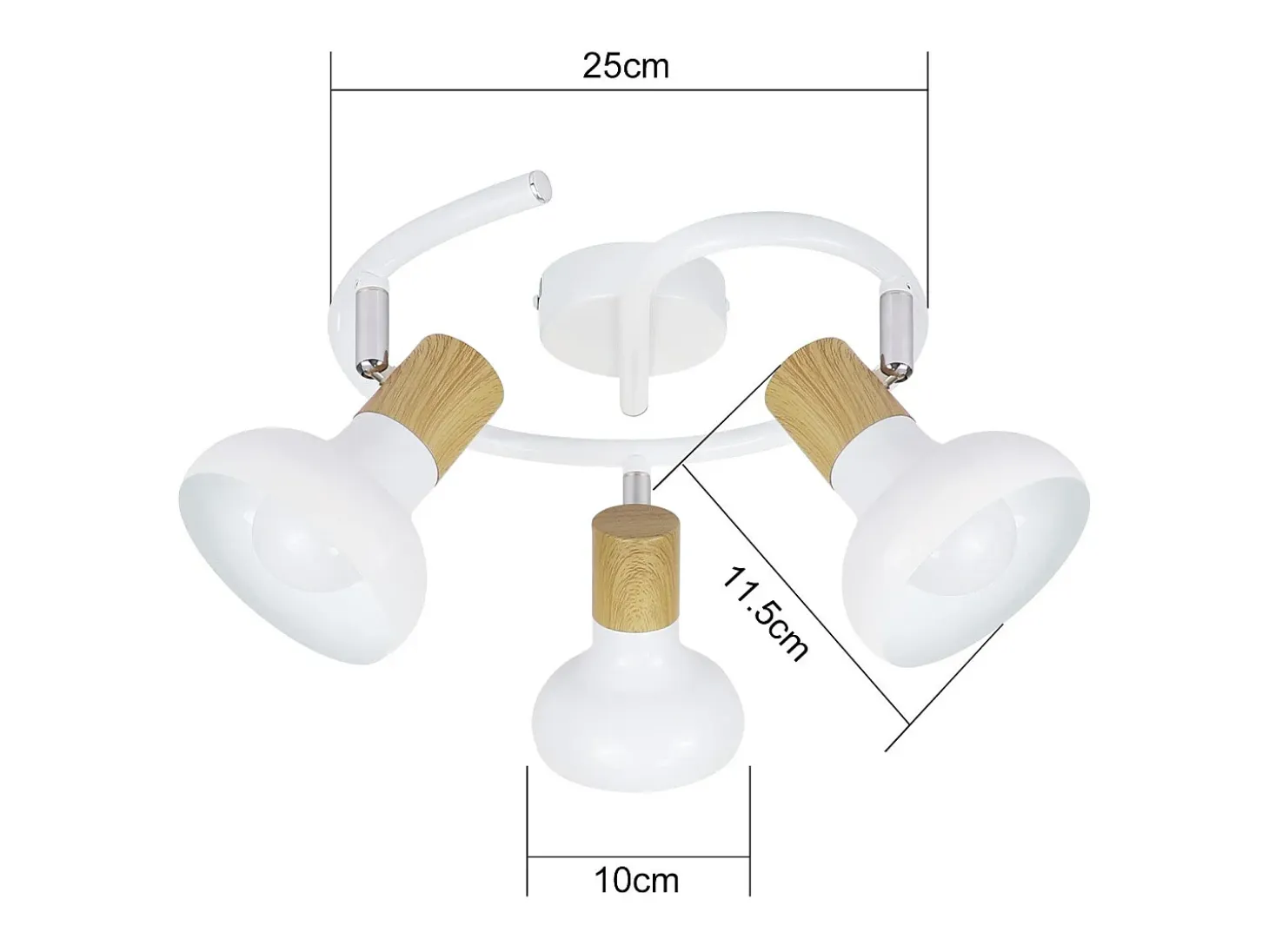 NETTLIFE Foco de techo vintage E14 interior orientable 350° blanco sin bombilla industrial 3 lámparas redondo