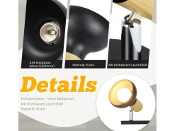 NETTLIFE Foco de techo vintage E14 para interior, orientable 350°, negro, giratorio 350°, industrial, 6 llamas, redondo
