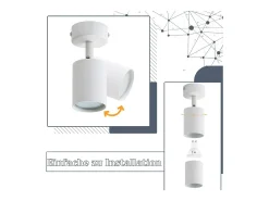 NETTLIFE Foco LED Blanco GU10 Giratorio 330° Ajustable Lámpara de Moderna Foco de Pared Industrial para Sala de Estar Dormitorio