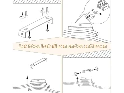 NETTLIFE foco LED de techo de 12W, madera, 3000K, luz blanca cálida, diseño moderno, metal negro.