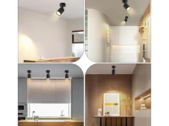 NETTLIFE Foco LED Negro GU10 Giratorio de 330° Lámpara de Pasillo Moderna Aplique de Pared Industrial para Sala de Estar Dormitorio Cocina