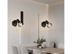 NETTLIFE Focos de pared negros Focos de pared retro - Lámpara de pared E14 Lámpara de pared vintage ajustable 1 llama 350°40W